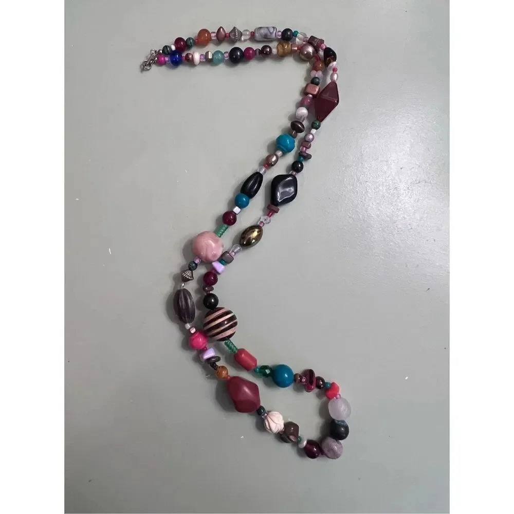 Dauplaise‎ Women’s Multicolor Vintage Jewelry Gemstone Beaded Necklace